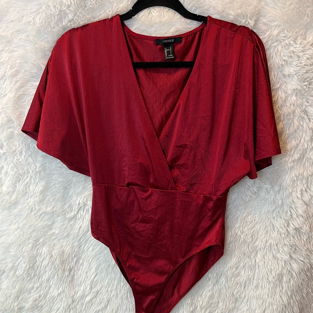 Elegant Red Wrap Top - Picture 1 of 2
